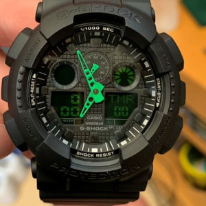 Casio G Shock Black W/ Green hands